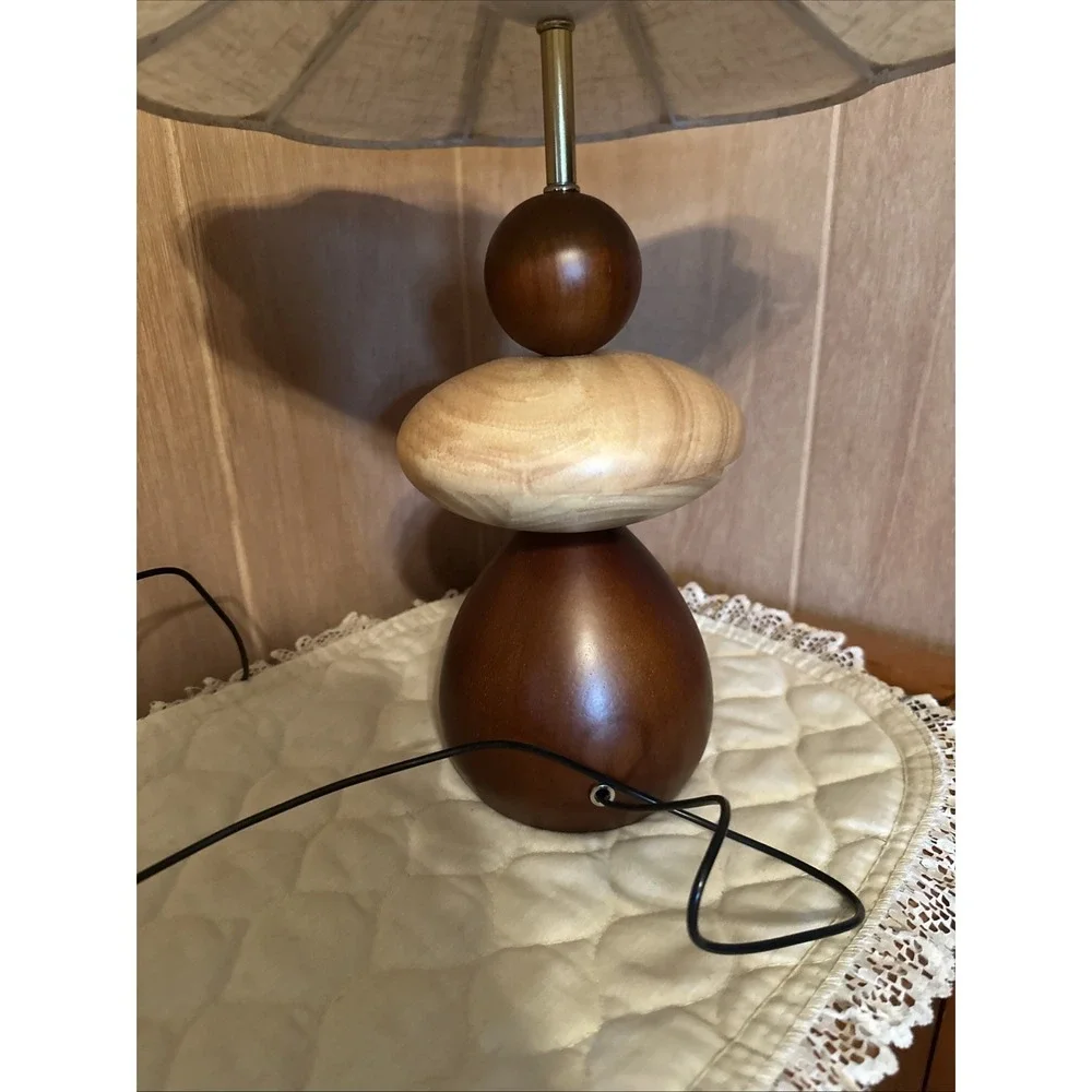 The Equinox Table Lamp LED Wooden Spheres Oak And Cherry Wood